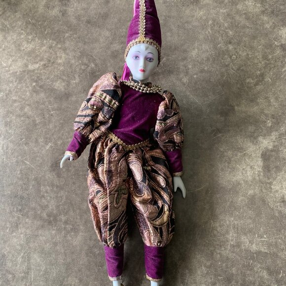 VINTAGE Porcelain Harlequin Bendable Doll Collectable - Picture 6 of 14